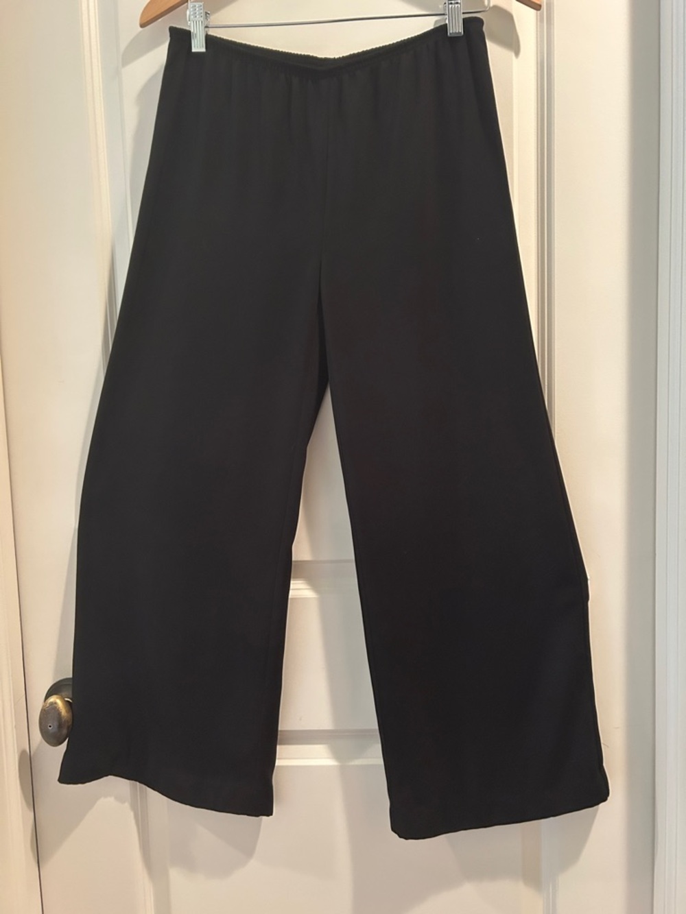 DG2 by Diane Gilman Flowy Black Wide Leg PullOn Pants elastic waistband size PXS